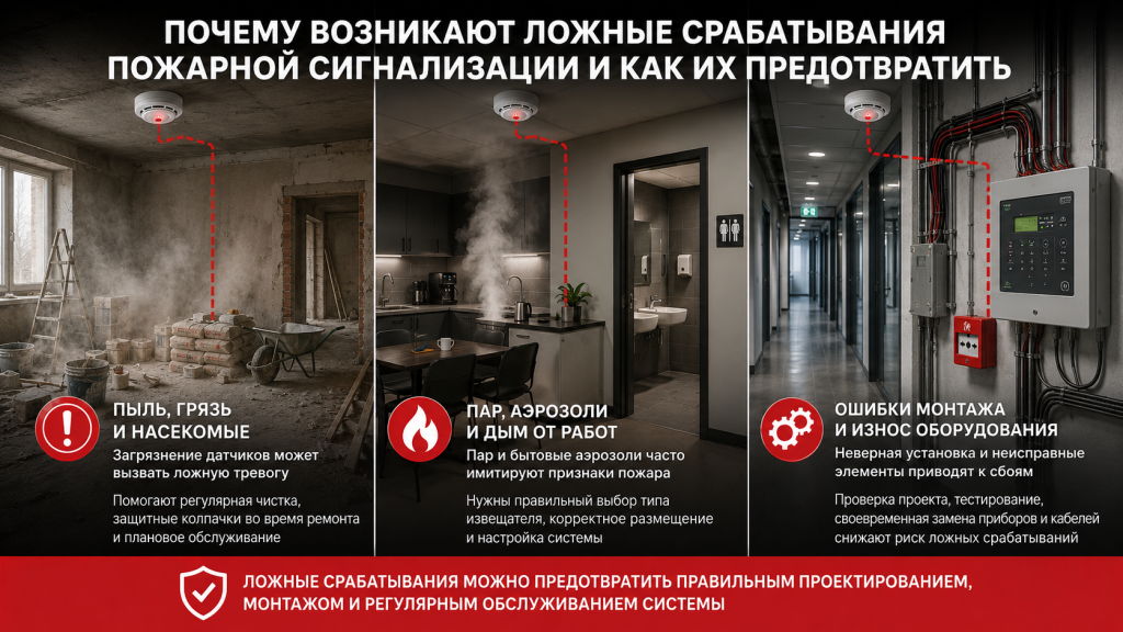 Пыль и загрязнение извещателей